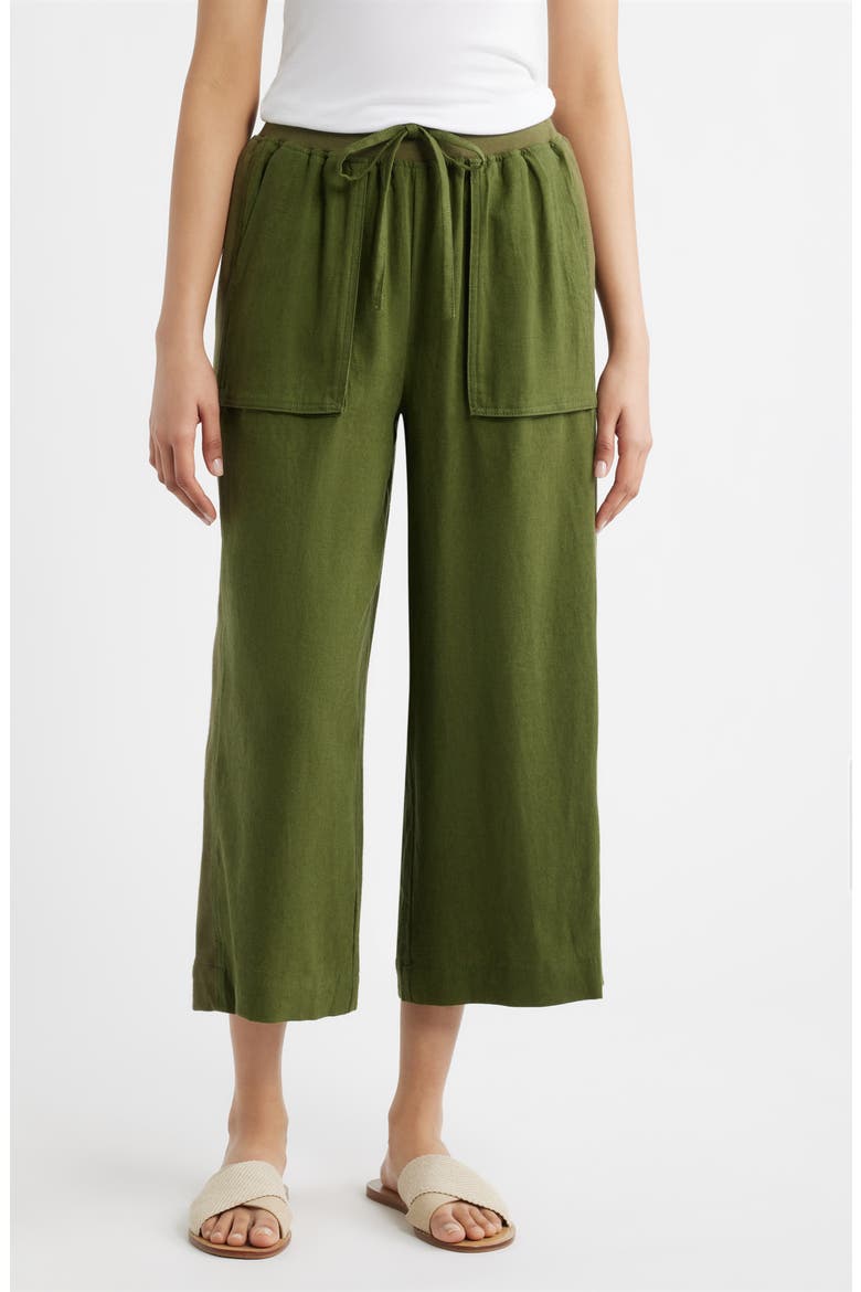 Patch Pocket Crop Drawstring Pants, Main, color, PINE