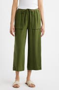 CITY BLUES Patch Pocket Crop Drawstring Pants