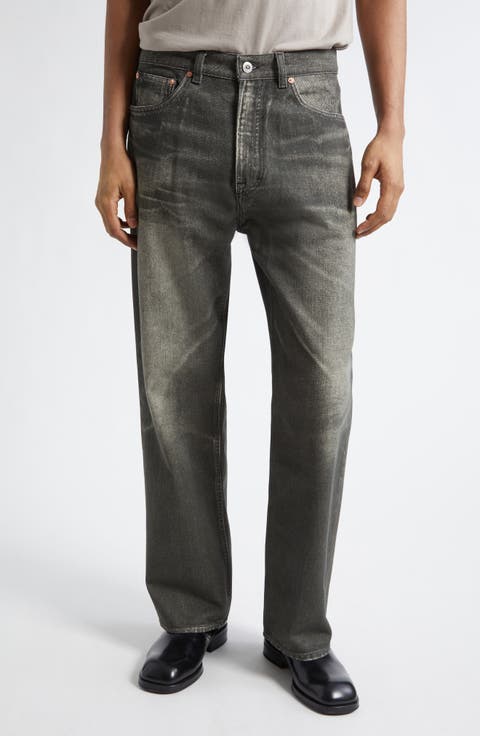 Third Cut Trompe l'Oeil Straight Leg Jeans (Digital Balck Aurora Print)