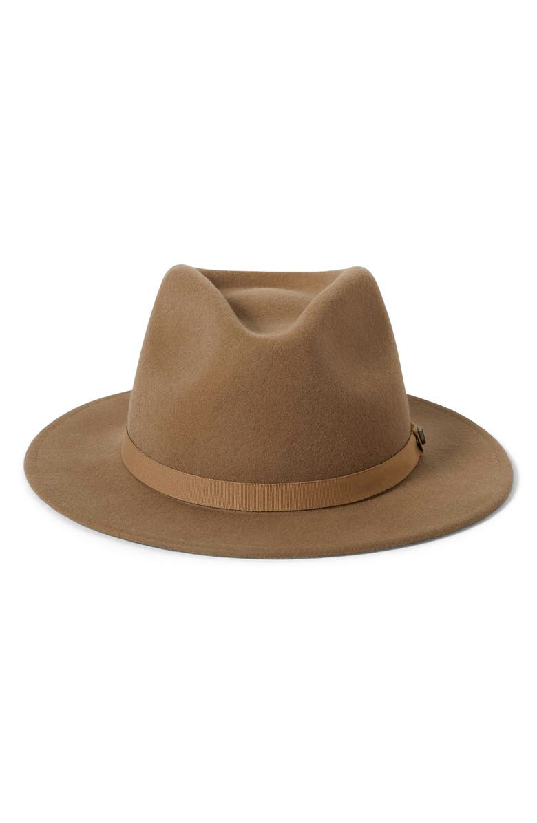 Brixton Messer Packable Wool Fedora, Alternate, color, Khaki/ Khaki