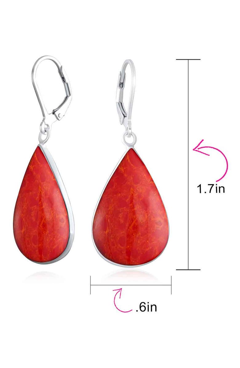 BLING JEWELRY Sterling Silver Teardrop Earrings, Alternate, color, Red