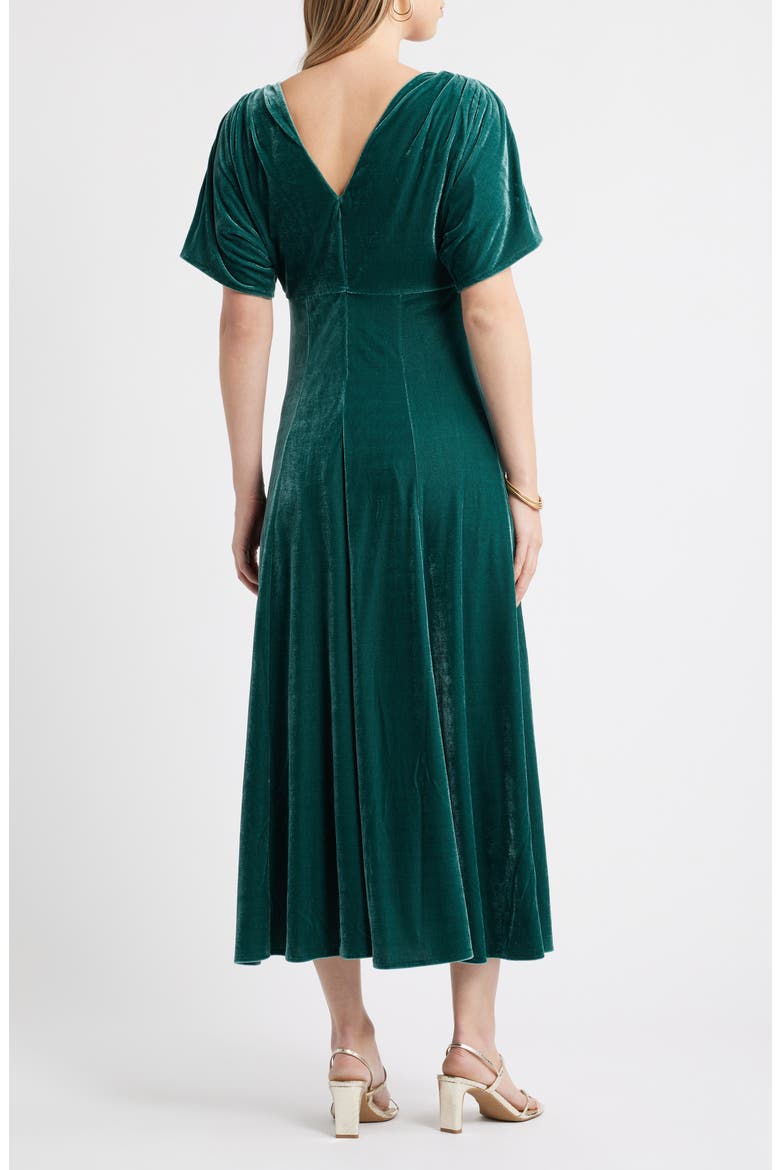 Velvet V-Neck Maxi Dress, Alternate, color, GREEN PONDEROSA