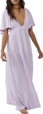Free People free-est La La Tiered Flutter Sleeve Maxi Dress