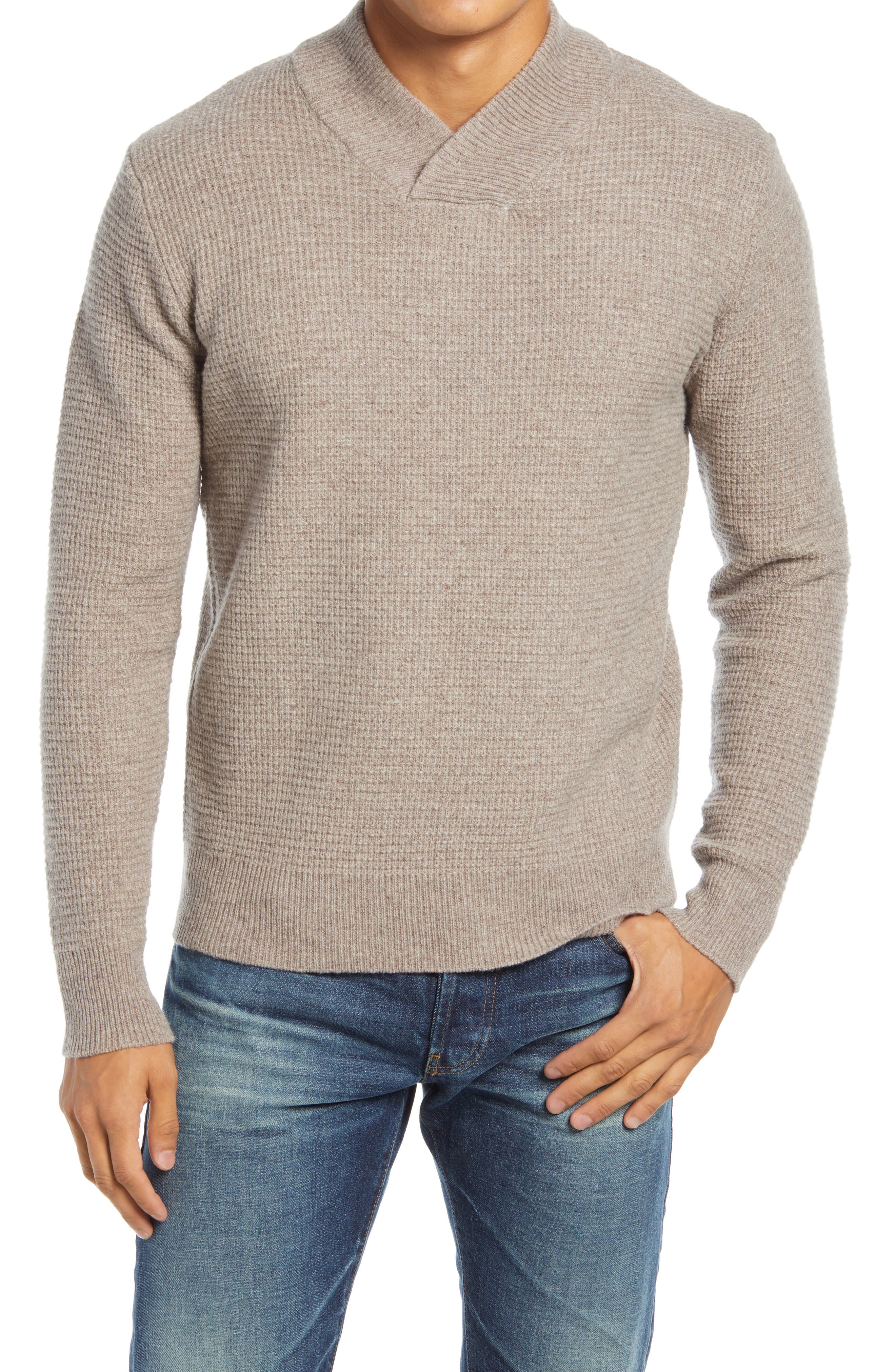 Waffle Knit Thermal Wool Blend Pullover