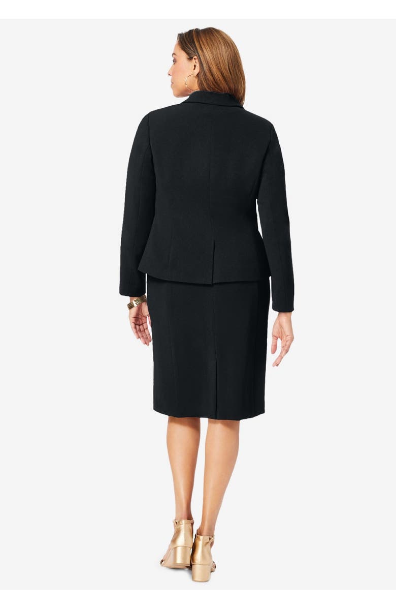 Jessica London Stretch Crepe Single-Breasted Jacket Dress, Alternate, color, Black