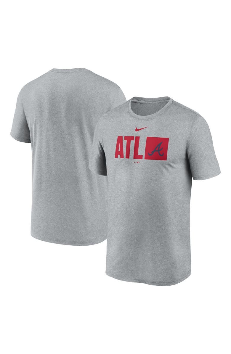 Nike Men's Nike  Heather Gray Atlanta Braves Tricode Legend Performance T-Shirt, Main, color, 