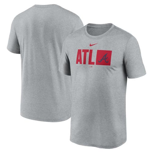 Nike Heather Gray Atlanta Braves Tricode Legend Performance T-shirt