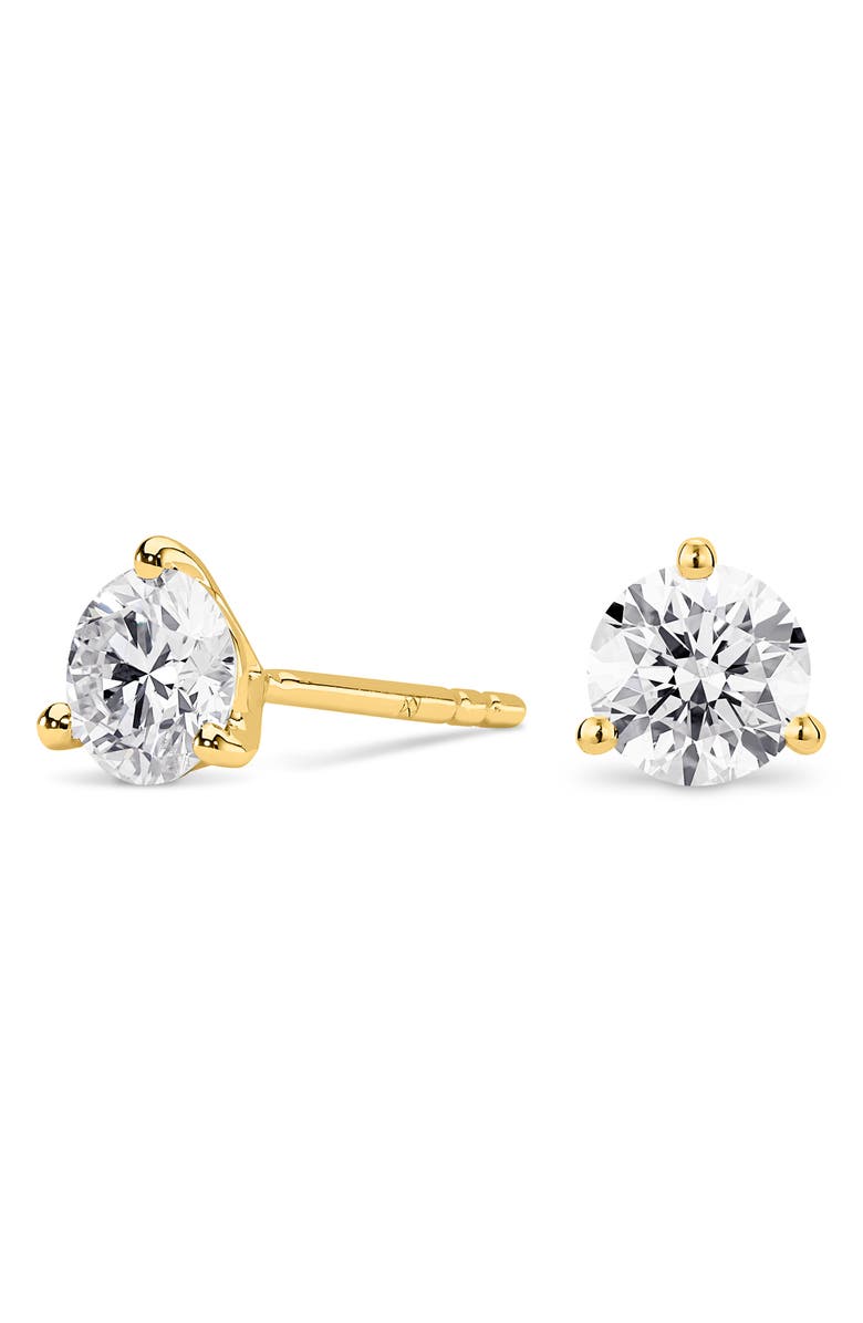 LIGHTBOX 2-Carat Lab Grown Diamond Solitaire Stud Earrings, Alternate, color, White/ 14K Yellow Gold