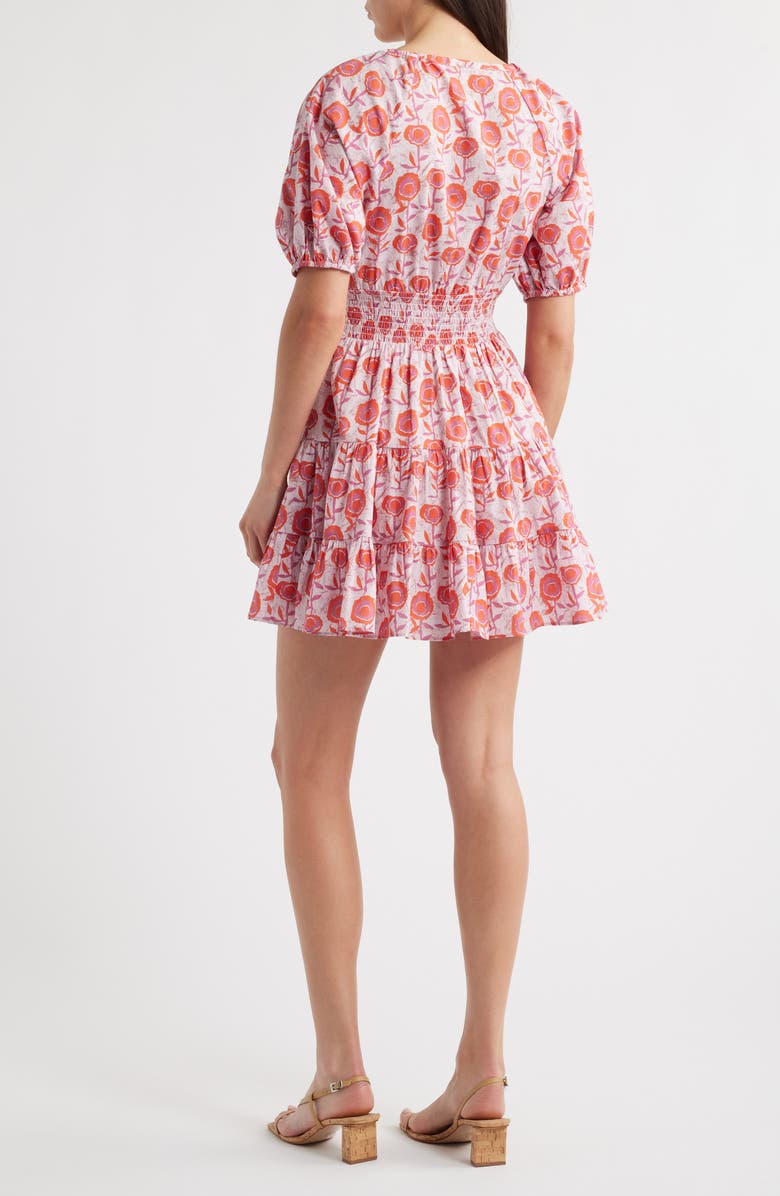 Saylor Greyson Puff Sleeve Cotton Mini Sundress, Alternate, color, Pink Multi