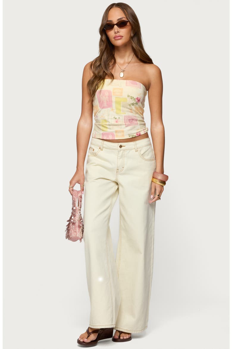 Cicilla Strapless Stretch Cotton Crop Top, Alternate, color, CREAM