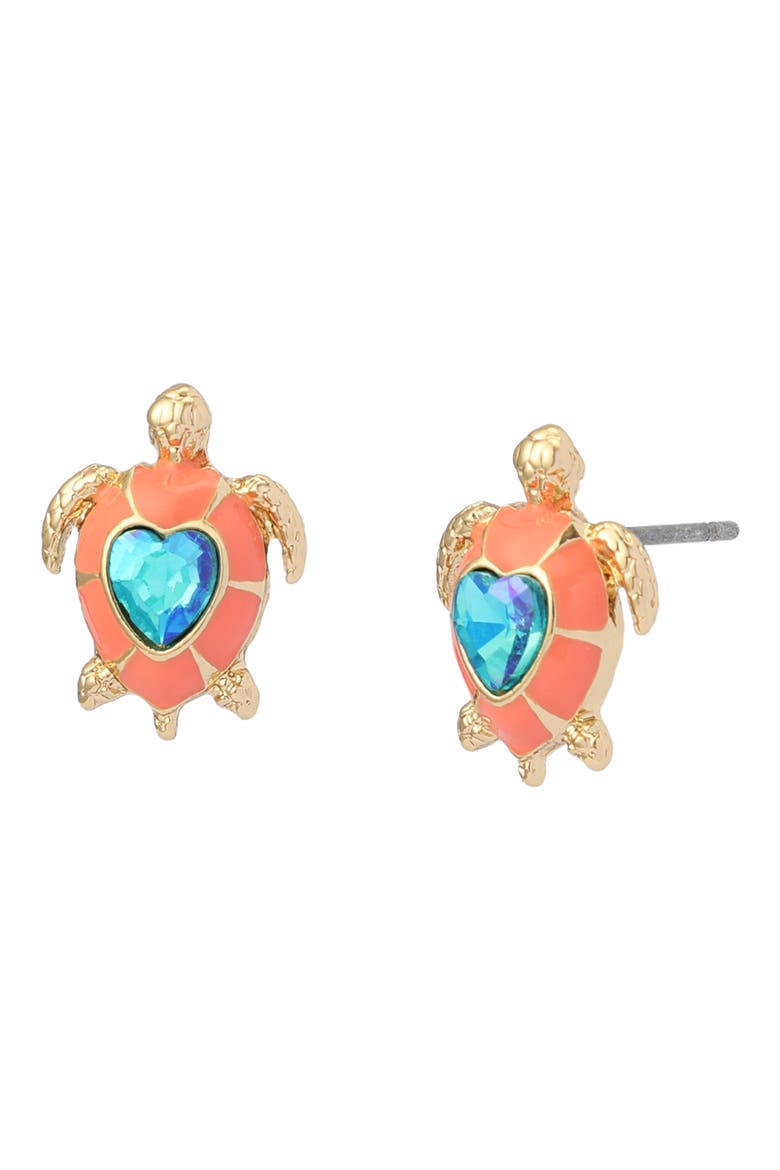 Turtle Stud Earrings, Main, color, ORANGE