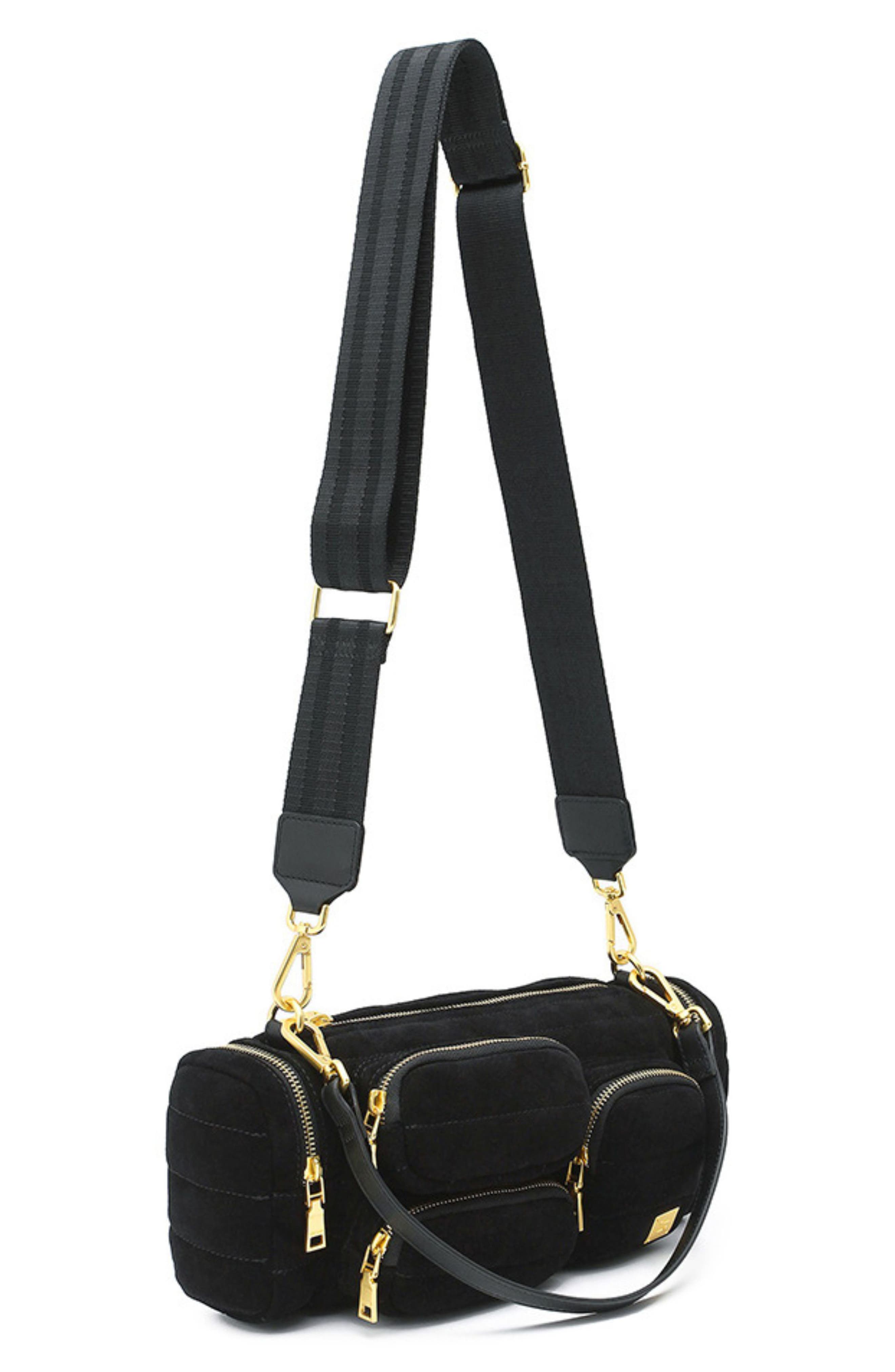Lady Cargo Suede Crossbody Bag, Alternate, color, BLACK SUEDE