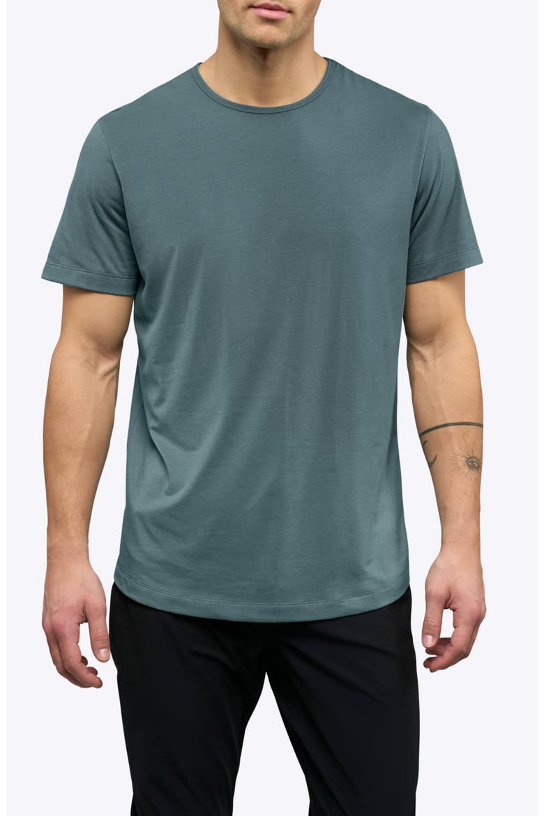 AO Curve Hem Cotton Blend T-Shirt, Main, color, NORTH ATLANTIC