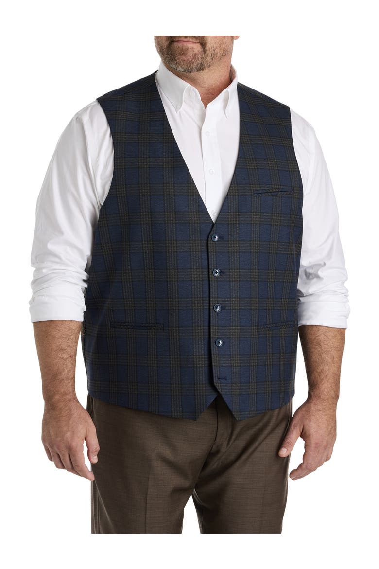 Big & Tall Glen Plaid Vest, Main, color, NAVY