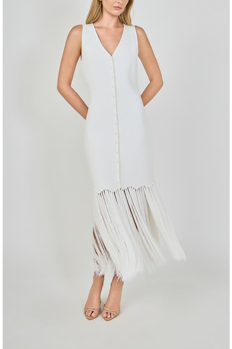Fringe Knit Midi Dress, Alternate, color, IVORY
