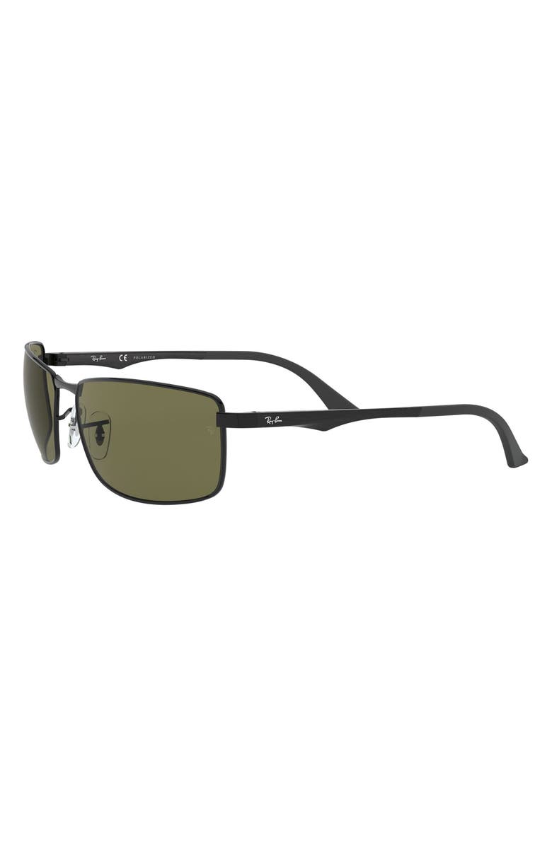 Ray-Ban 61mm Polarized Rectangle Sunglasses, Alternate, color, Black/ Green