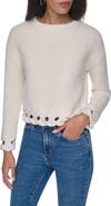 DKNY Cable Hem Crewneck Sweater