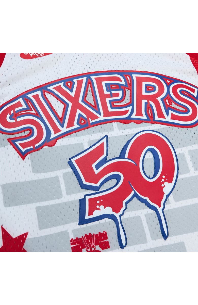 Mitchell & Ness Men's Mitchell & Ness x Tats Cru White Philadelphia 76ers Hardwood Classics Fashion Jersey, Alternate, color, White