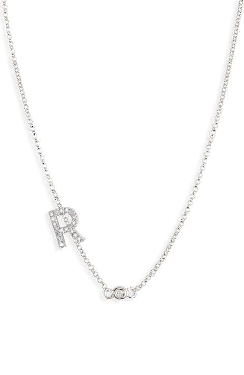 Bezel Diamond Initial Chain Necklace - 0.2ct.