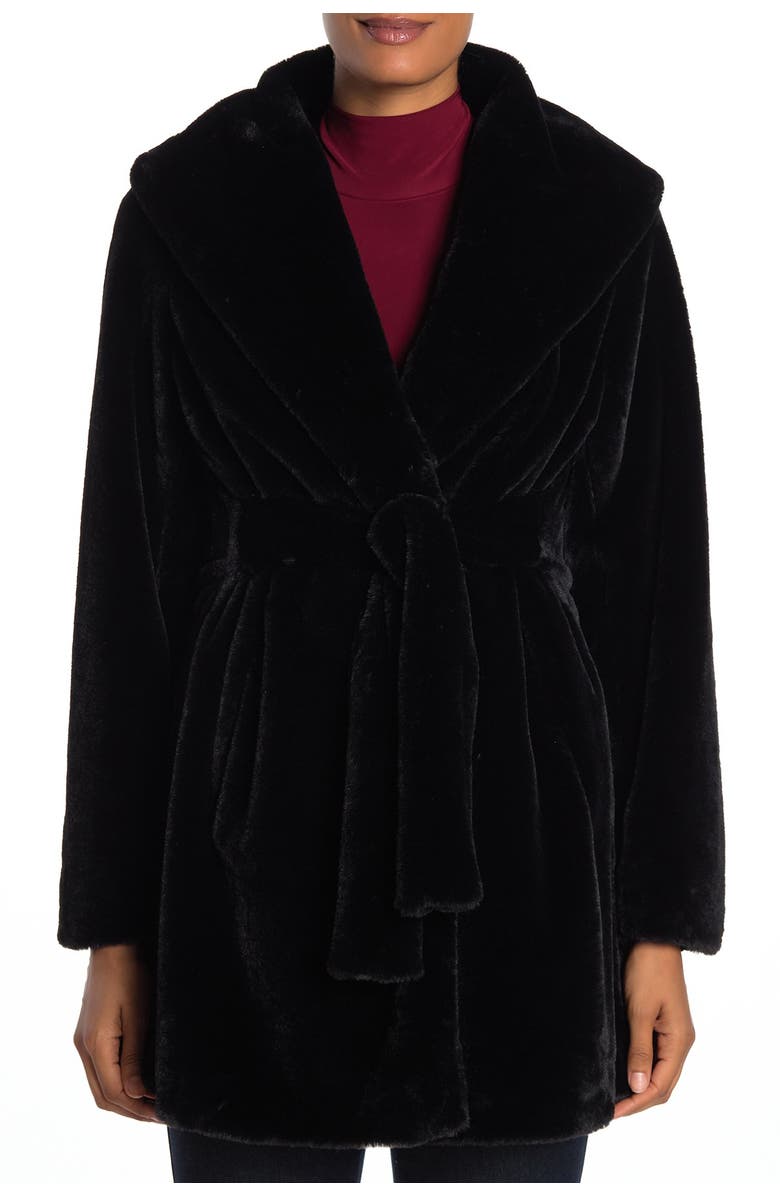 Trina Turk Peggy Front Wrap Faux Fur Coat, Alternate, color, 