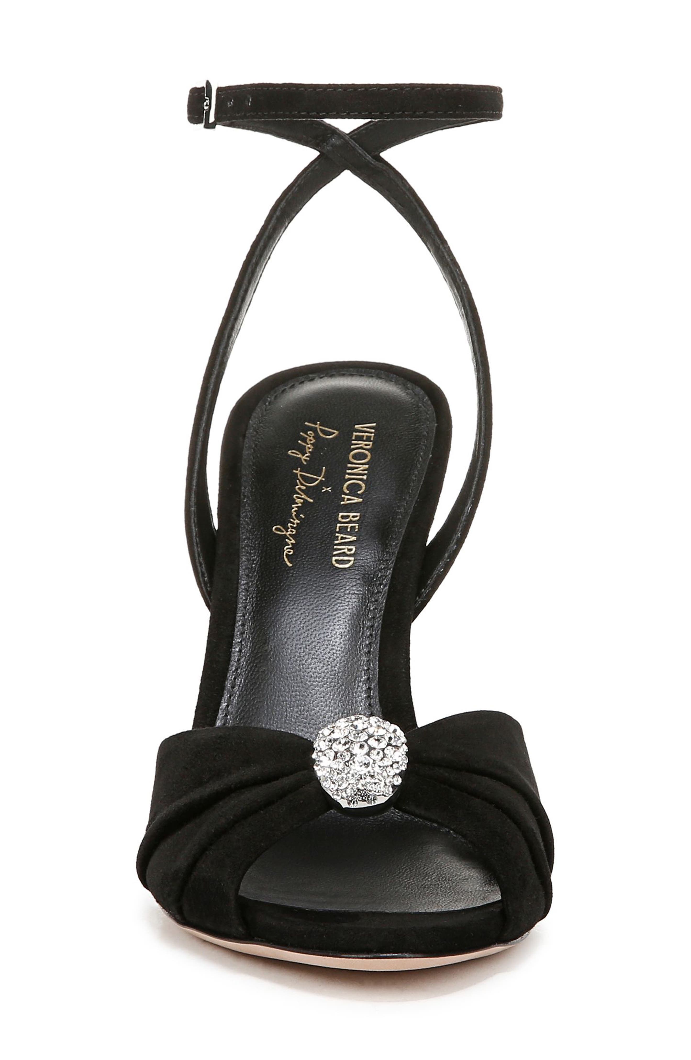Veronica Beard Genevieve Ankle Strap Sandal, Alternate, color, Black/ Crystal