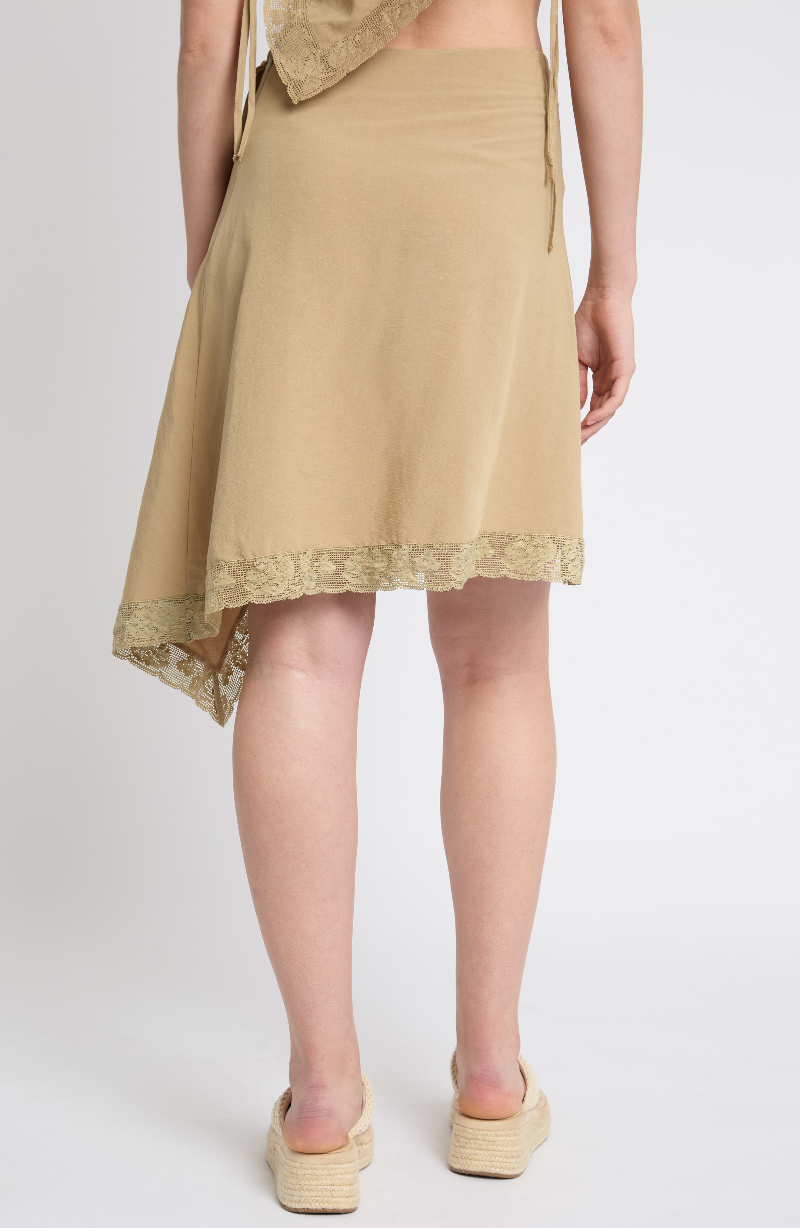 【PERVERZE】Check and Lace Jaggedhem Skirt Lace Trim Wrap Miniskirt (Women) | Nordstrom