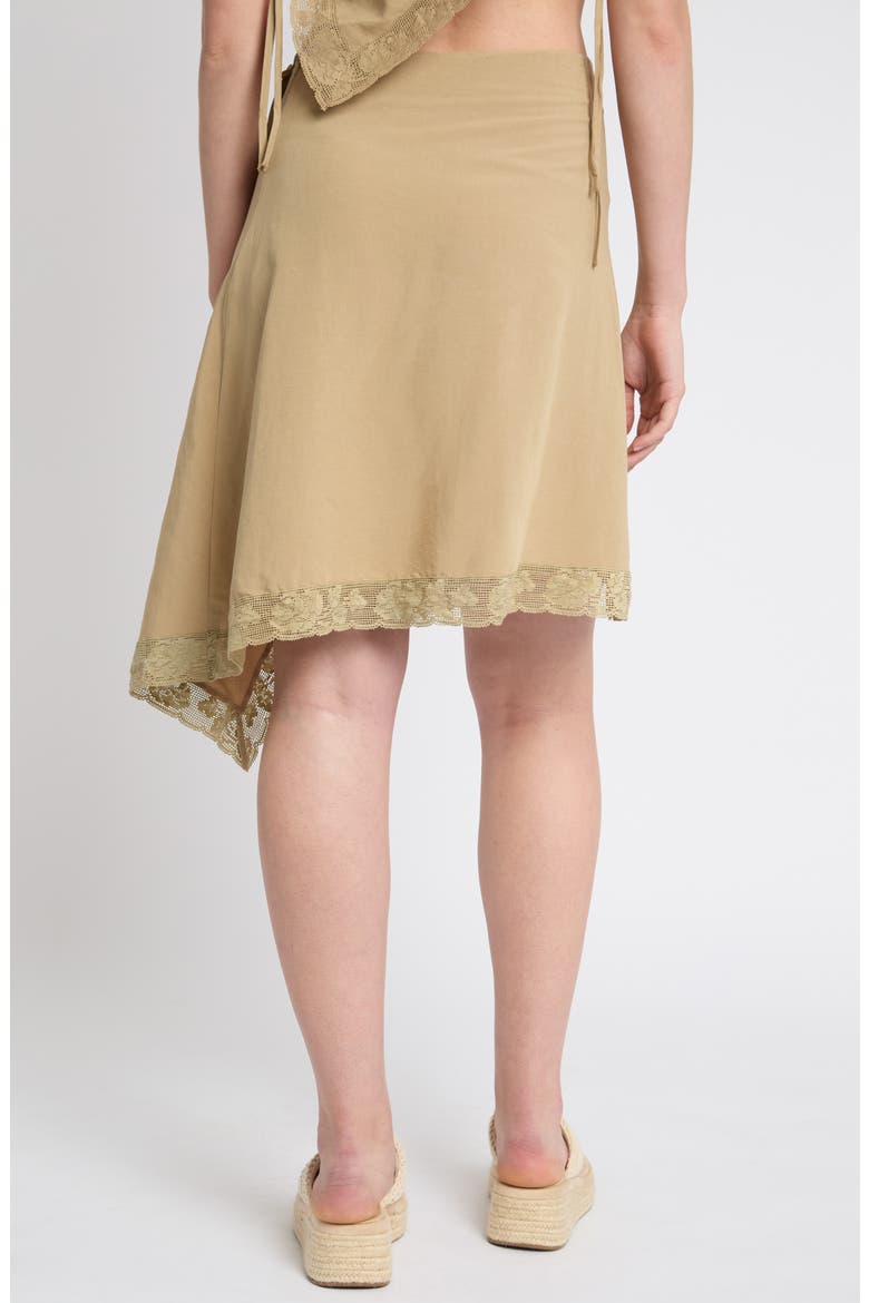 Lace Trim Wrap Miniskirt, Alternate, color, PALE KHAKI
