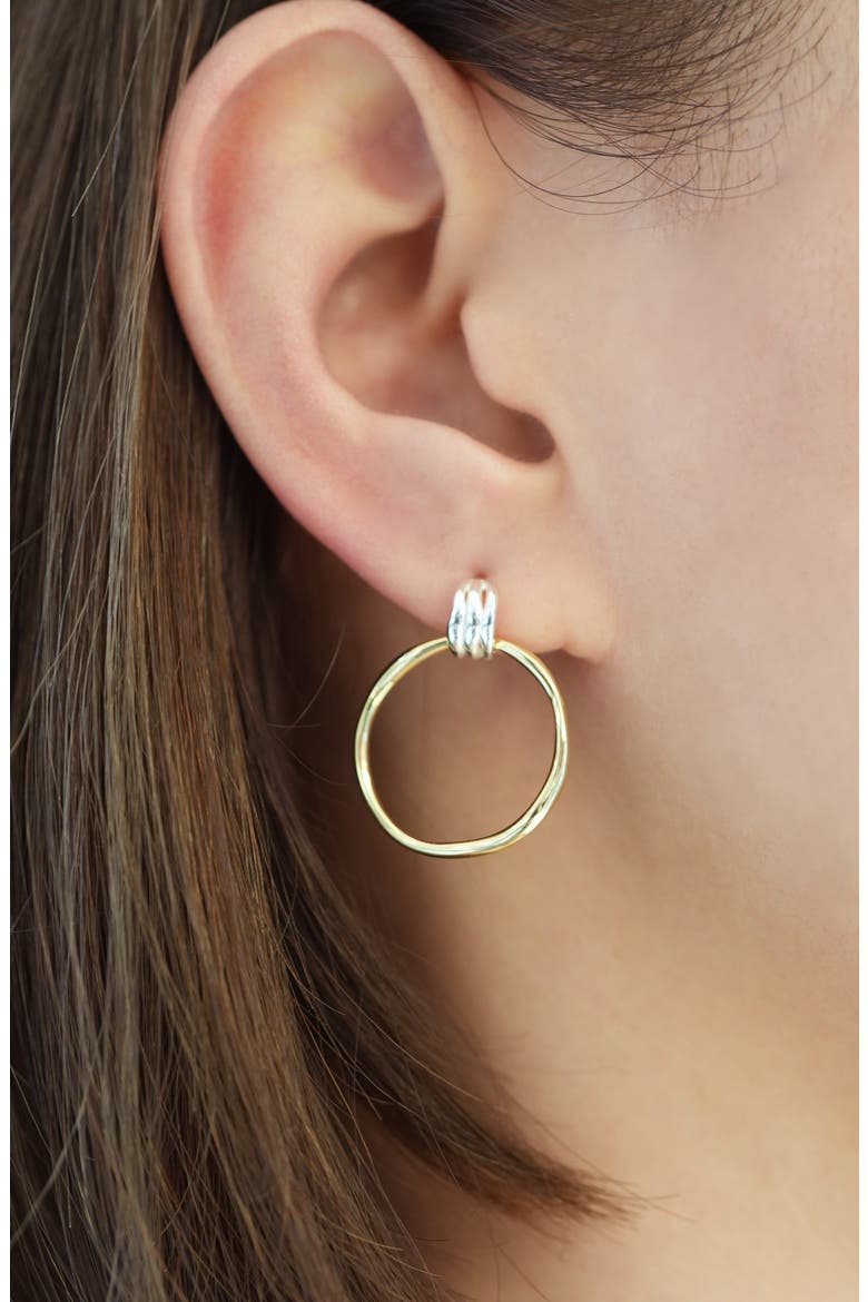 Frontal Hoop Earrings, Alternate, color, GOLD/ SIL