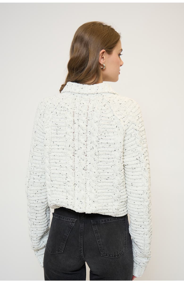 Central Park West Tasha Cable Chenille Half Zip, Alternate, color, Black White