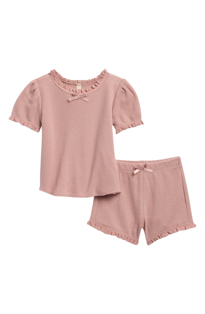 QUINCY MAE Kids' Ruby Waffle Knit Top & Bloomers Set, Main, color, Mauve