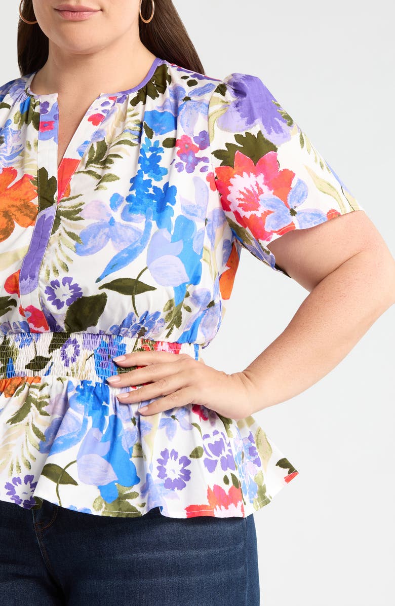 SUGARLIPS Amania Floral Sarina Smocked Top, Alternate, color, Blue-Purple