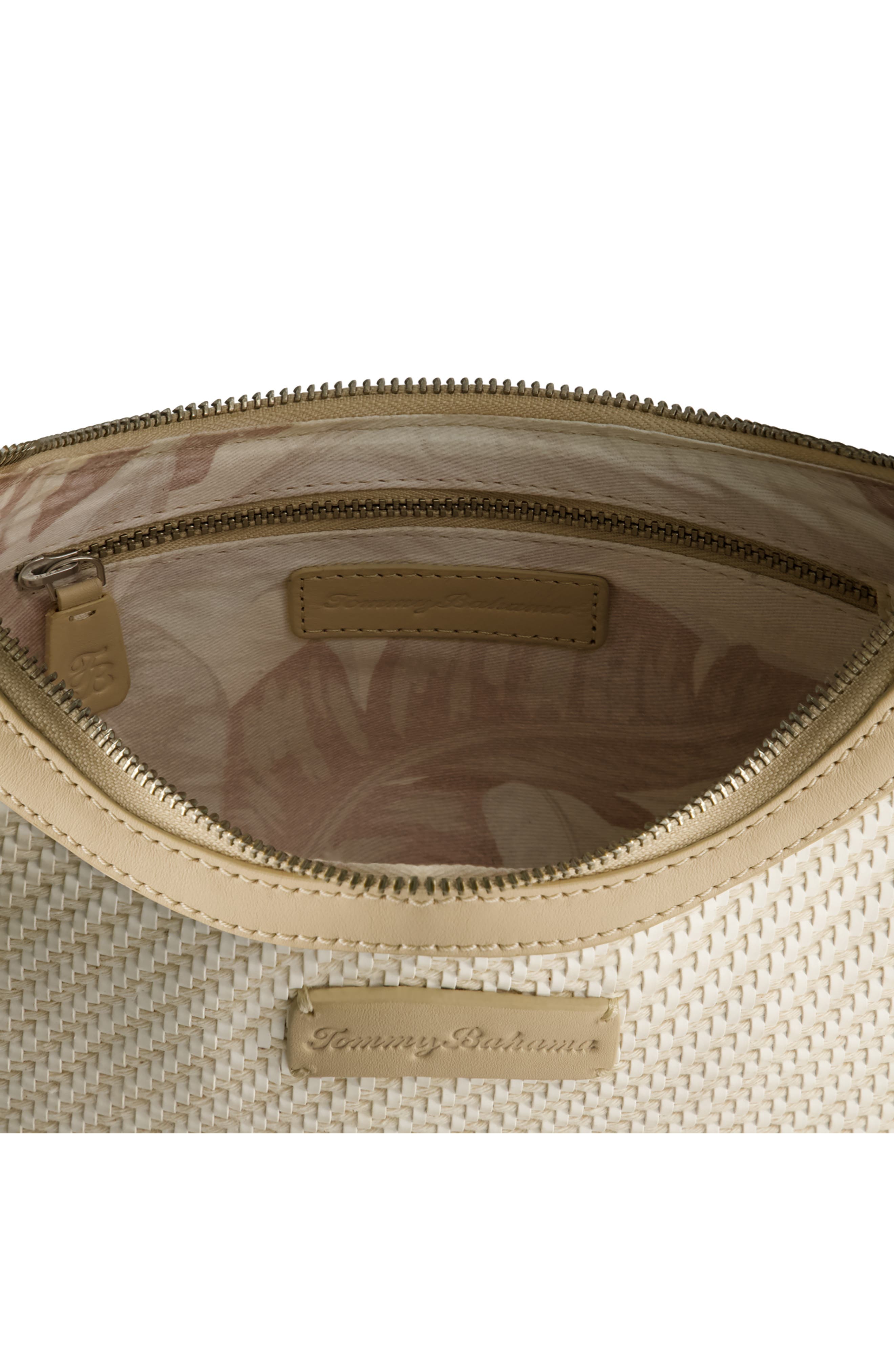Soft Woven Zip-Top Hobo, Alternate, color, TAN/ WHITE
