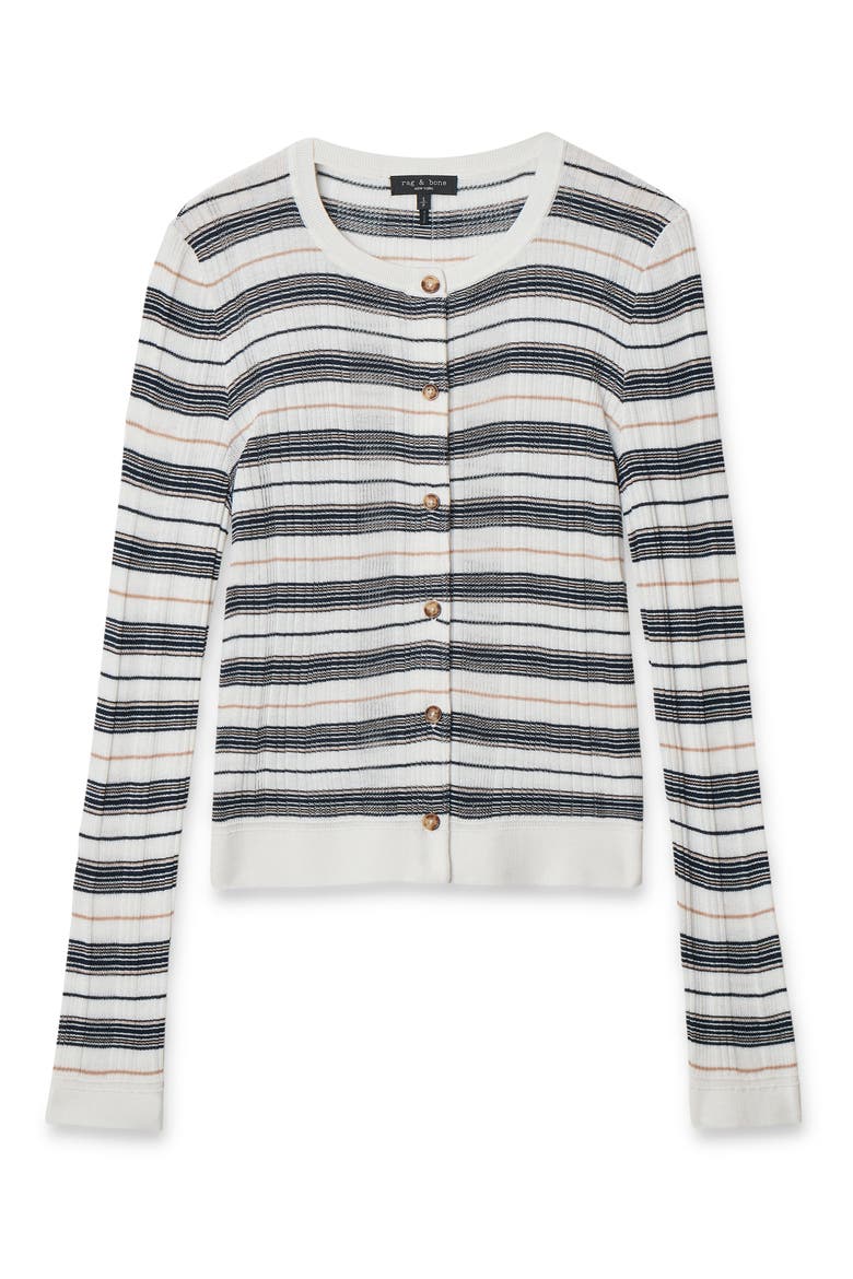 Teresa Stripe Silk Blend Cardigan, Alternate, color, IVR MULTI