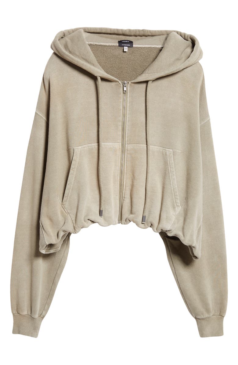 R13 Balloon Bubble Hem Cotton Fleece Zip Hoodie, Alternate, color, 