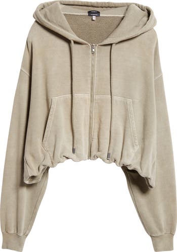 【2plan】Balloon fit ribbed fleece zip-up R13 Balloon Bubble Hem Cotton Fleece Zip Hoodie | Nordstrom