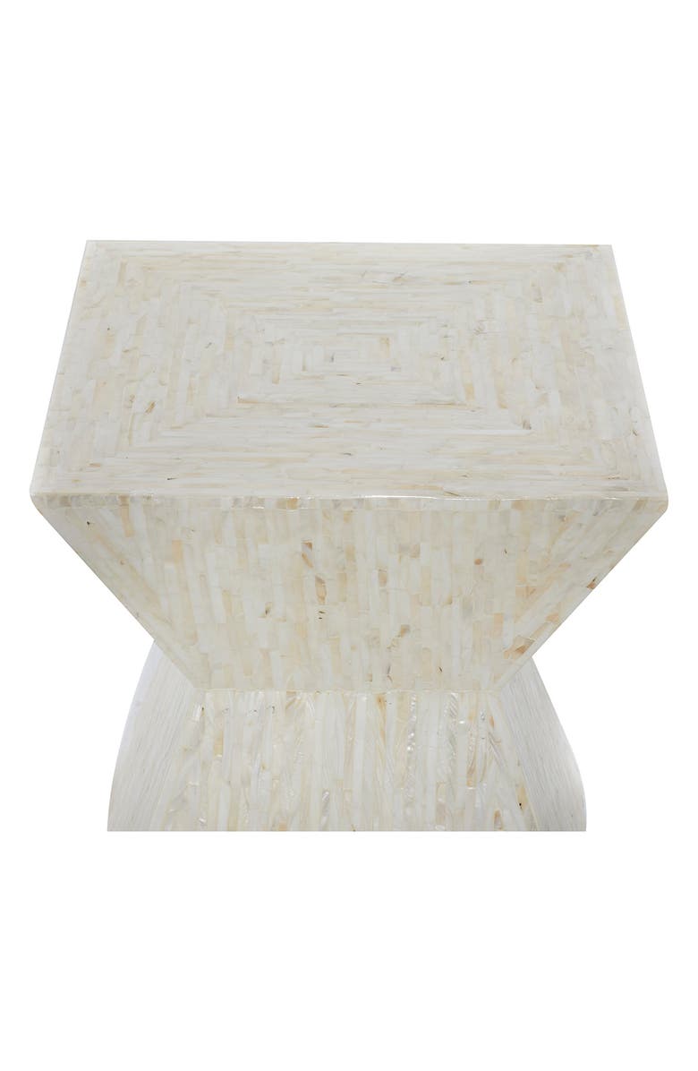 GINGER BIRCH STUDIO Beige Mother of Pearl Handmade Hourglass Shaped Accent Table, Alternate, color, 