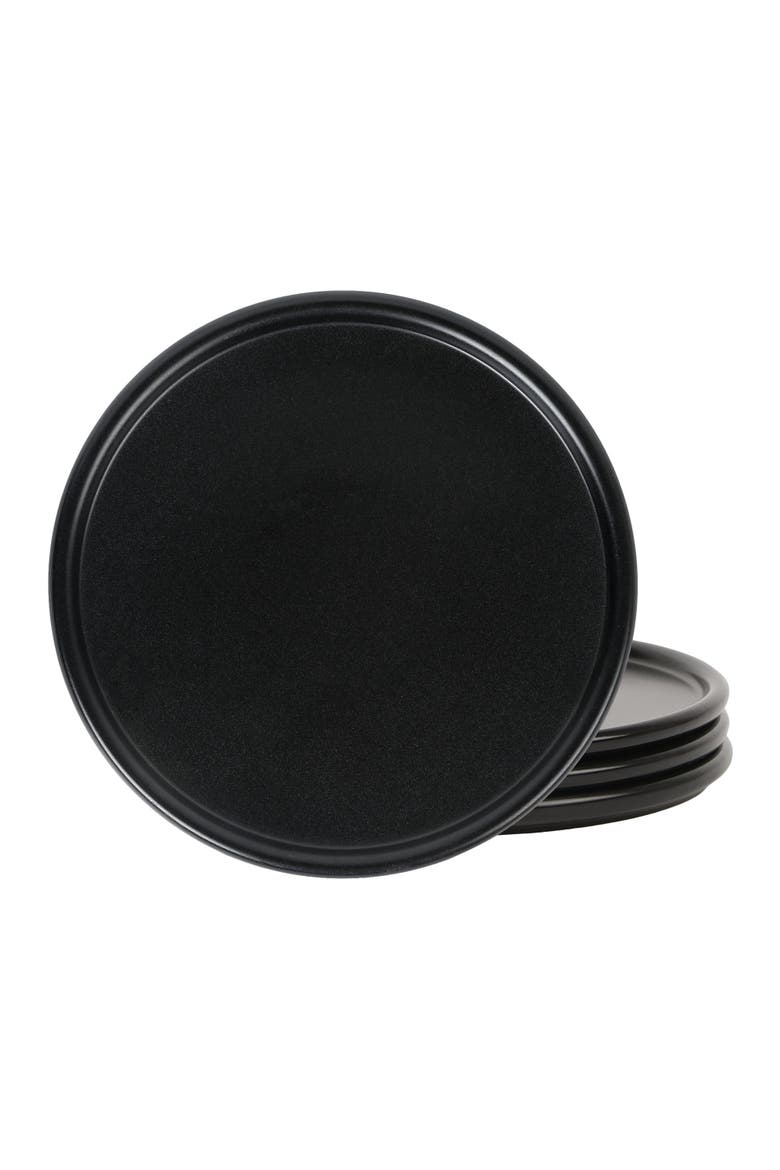 Eden Stoneware 4-Piece Dinner Plate Set, Main, color, Black