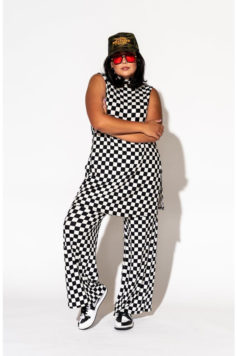 Gigi Check Top & Pants Set, Alternate, color, BLACK AND WHITE