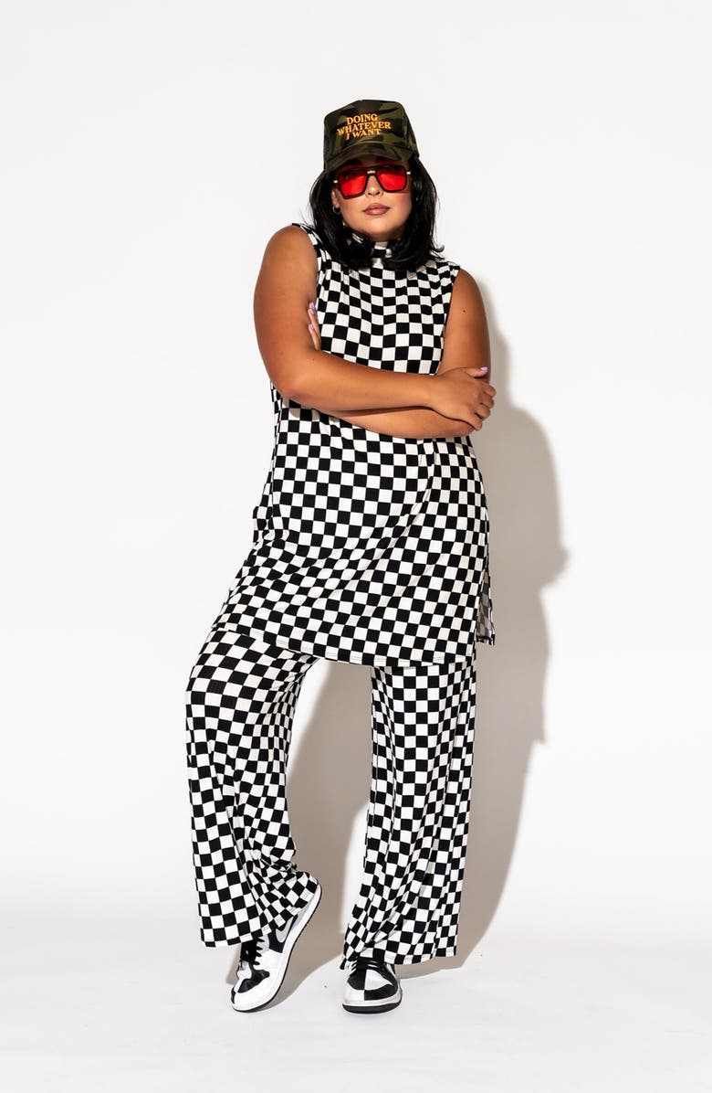 Dressed in Lala Gigi Check Top & Pants Set, Alternate, color, Black And White