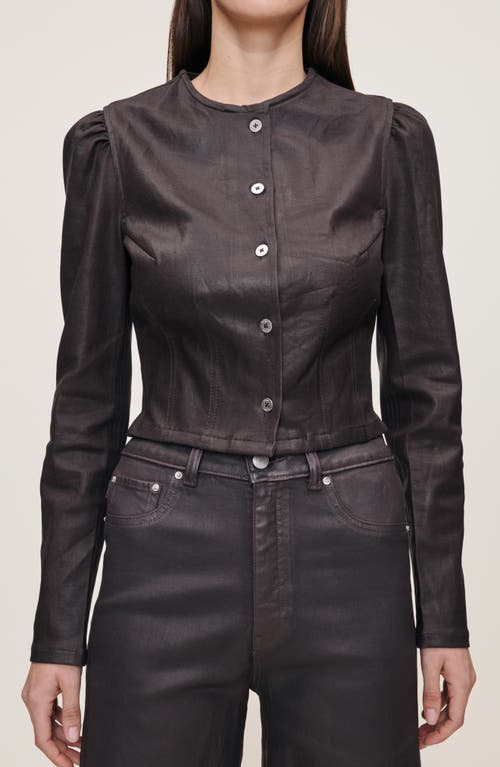 Dl1961 Sculpted Coated Denim Top In Black