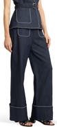 Cinq à Sept Dorot Twisted Trim Wide Leg Jeans