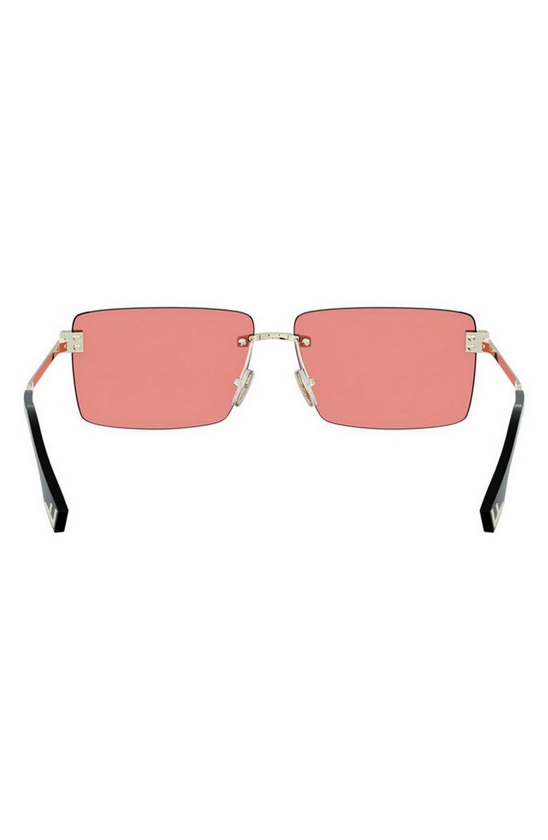 Fendi Sky Rimless Rectangular Sunglasses, Alternate, color, Gold / Bordeaux