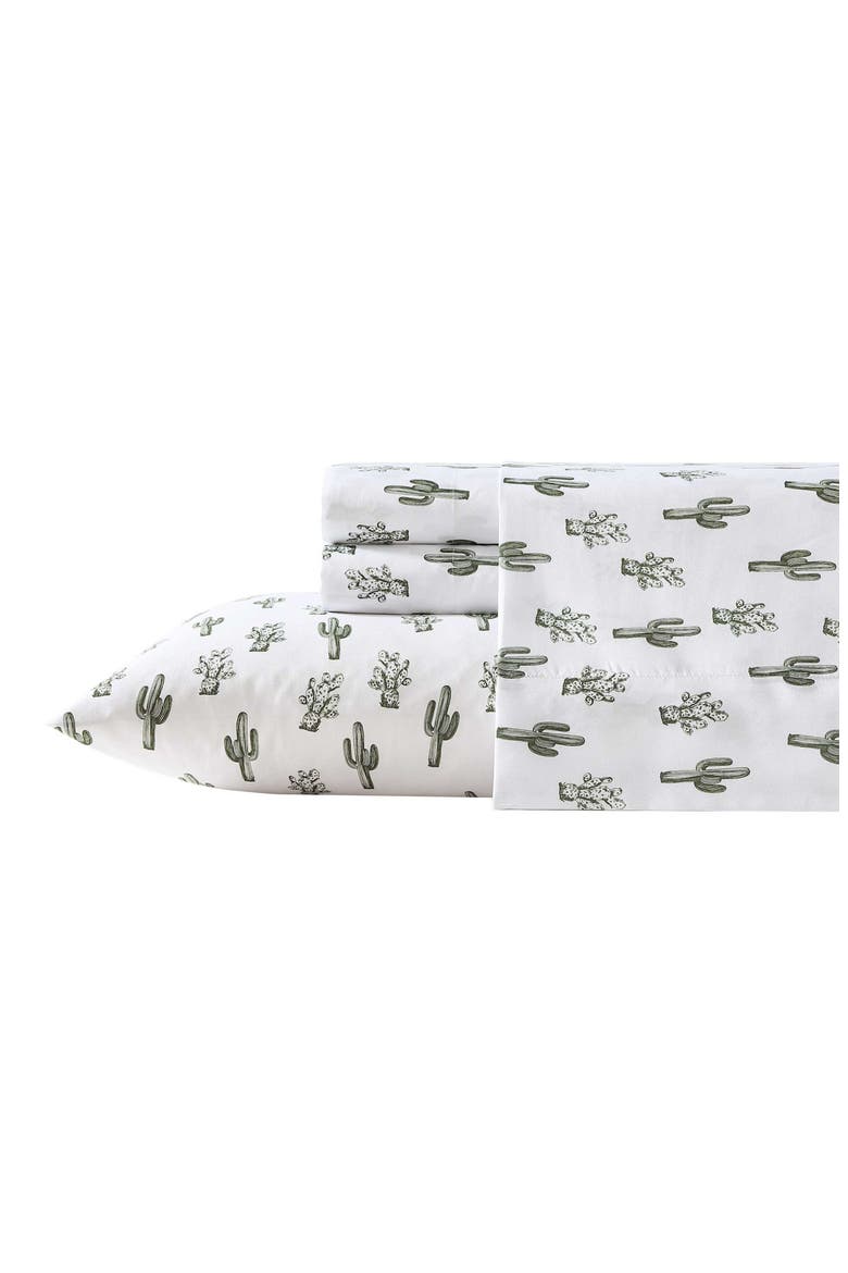 Cacti Print Microfiber Sheet Set, Main, color, / DARK GREEN