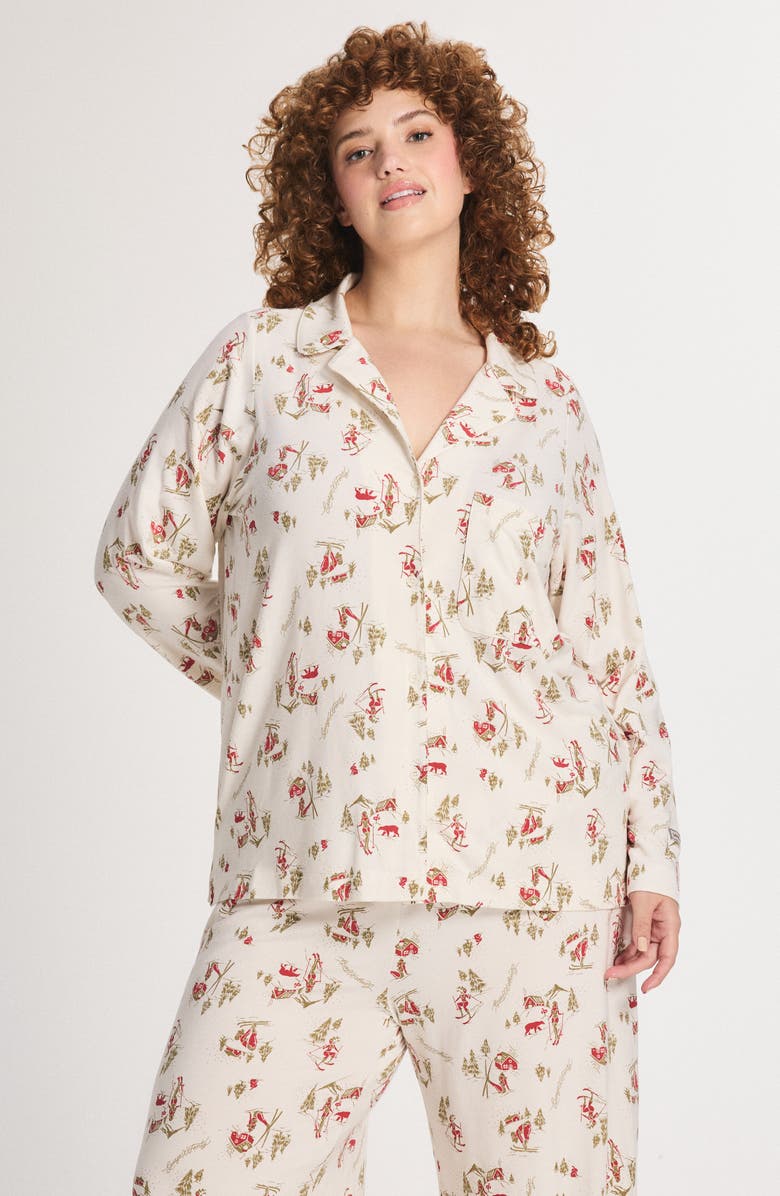 SAVAGE X FENTY Softcore Modal Blend Pajama Button-Up Shirt, Alternate, color, Petal White Sultry Slopes