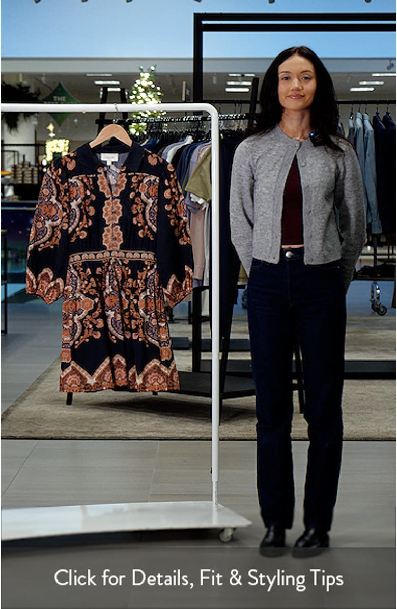 Leigh Mixed Print Long Sleeve Cotton & Linen Minidress, sales video thumbnail