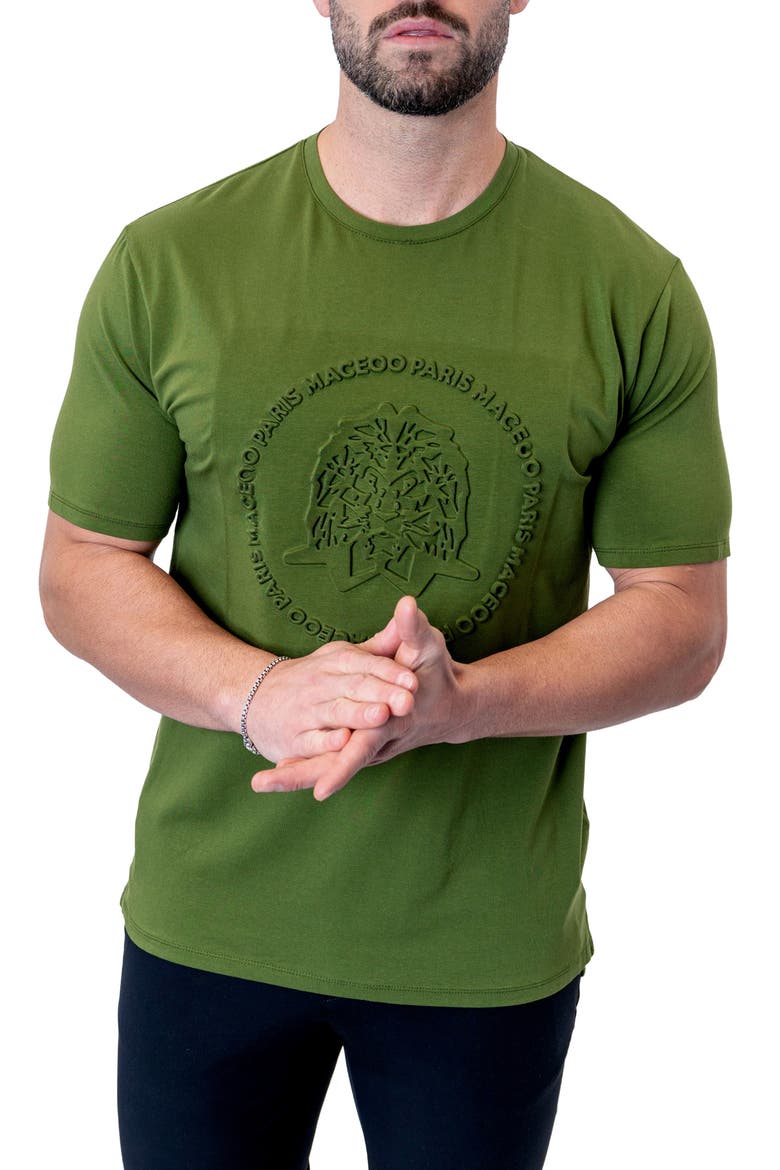 Stamped Green Logo Stretch Cotton T-Shirt, Alternate, color, GREEN
