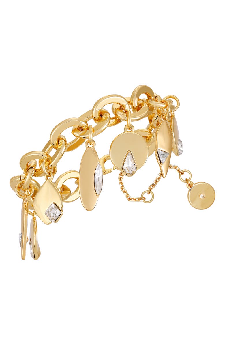 Vince Camuto Crystal Charm Bracelet, Main, color, Gold Tone Clear