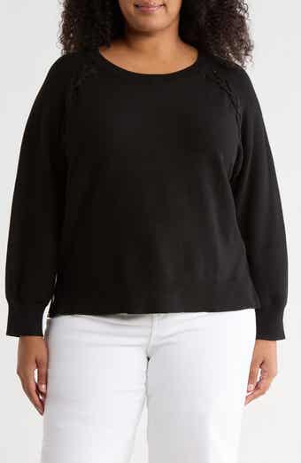 Adrianna Papell Dolman Lace-Up Sweater
