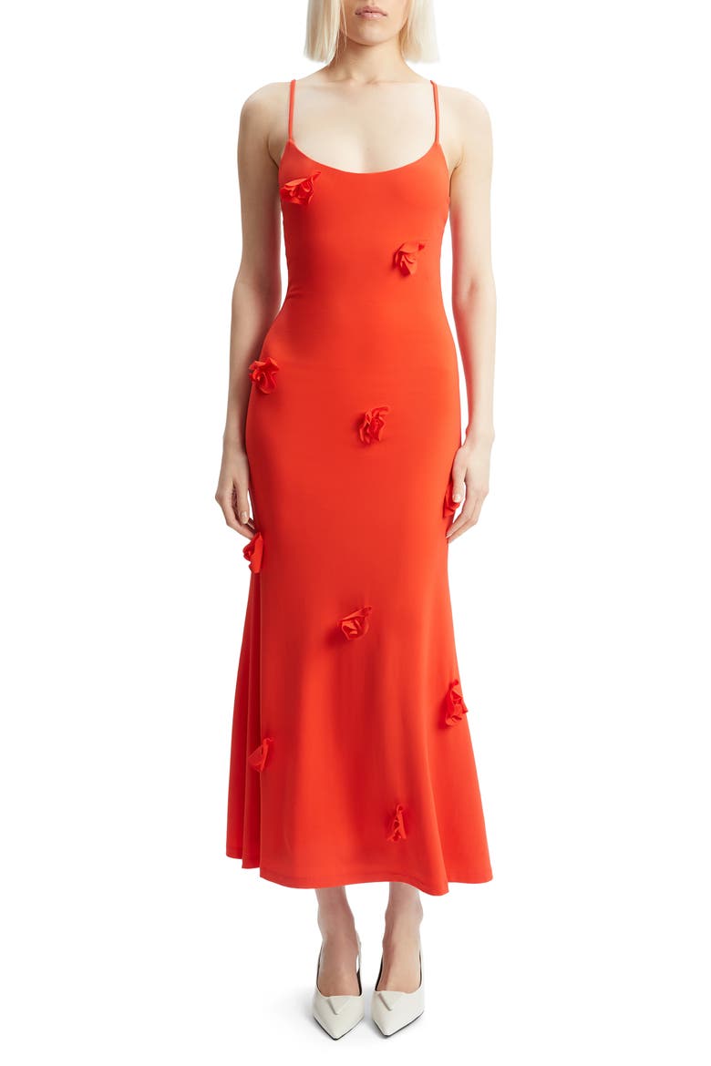Lanae Jersey Midi Dress, Main, color, FIRE RED