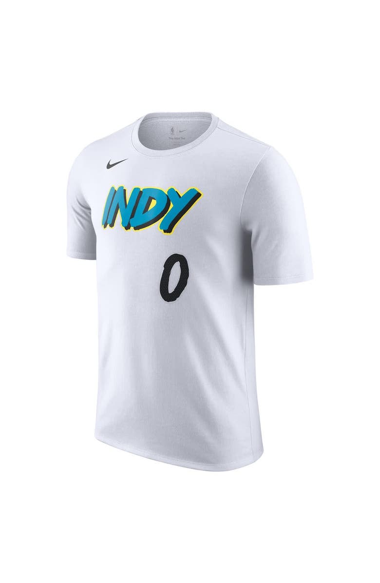 Nike Men's Nike Tyrese Haliburton White Indiana Pacers 2024/25 City Edition Name & Number T-Shirt, Alternate, color, 